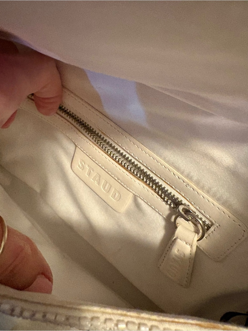 STAUD Tommy Hand Beaded Tropical Fish Shoulder Bag White Leather - Picture 15 of 16